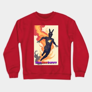 SpinSpinBunny Action Retro Flame Animated Crewneck Sweatshirt
